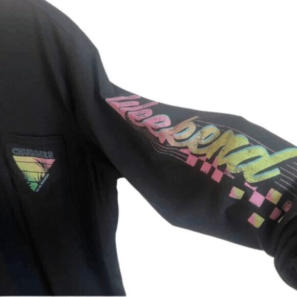 Chubbies Men's The Weekend Has Arrived Pocket Long Sleeve T-Shirt Black XL - Picture 5 of 6